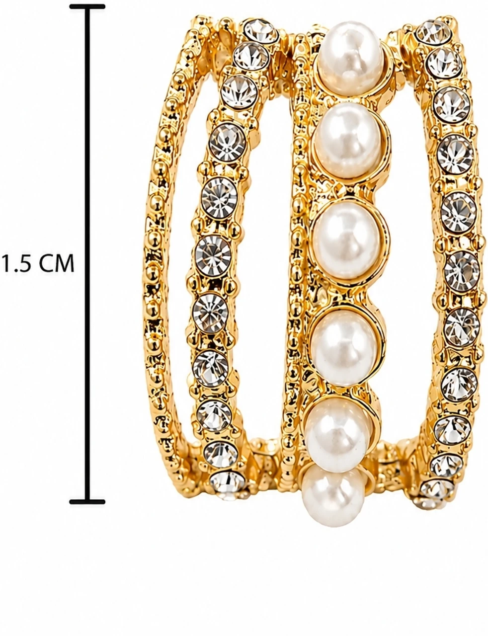 Elegant Crystal and pearl Half hoop studs - Image 5