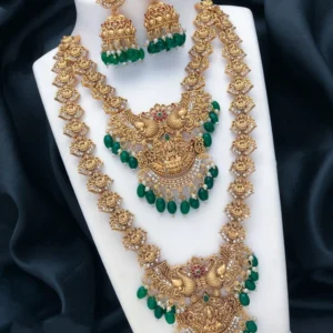 FALLALERY Alloy Brass Gold, Green Jewel Set (Pack of 1)